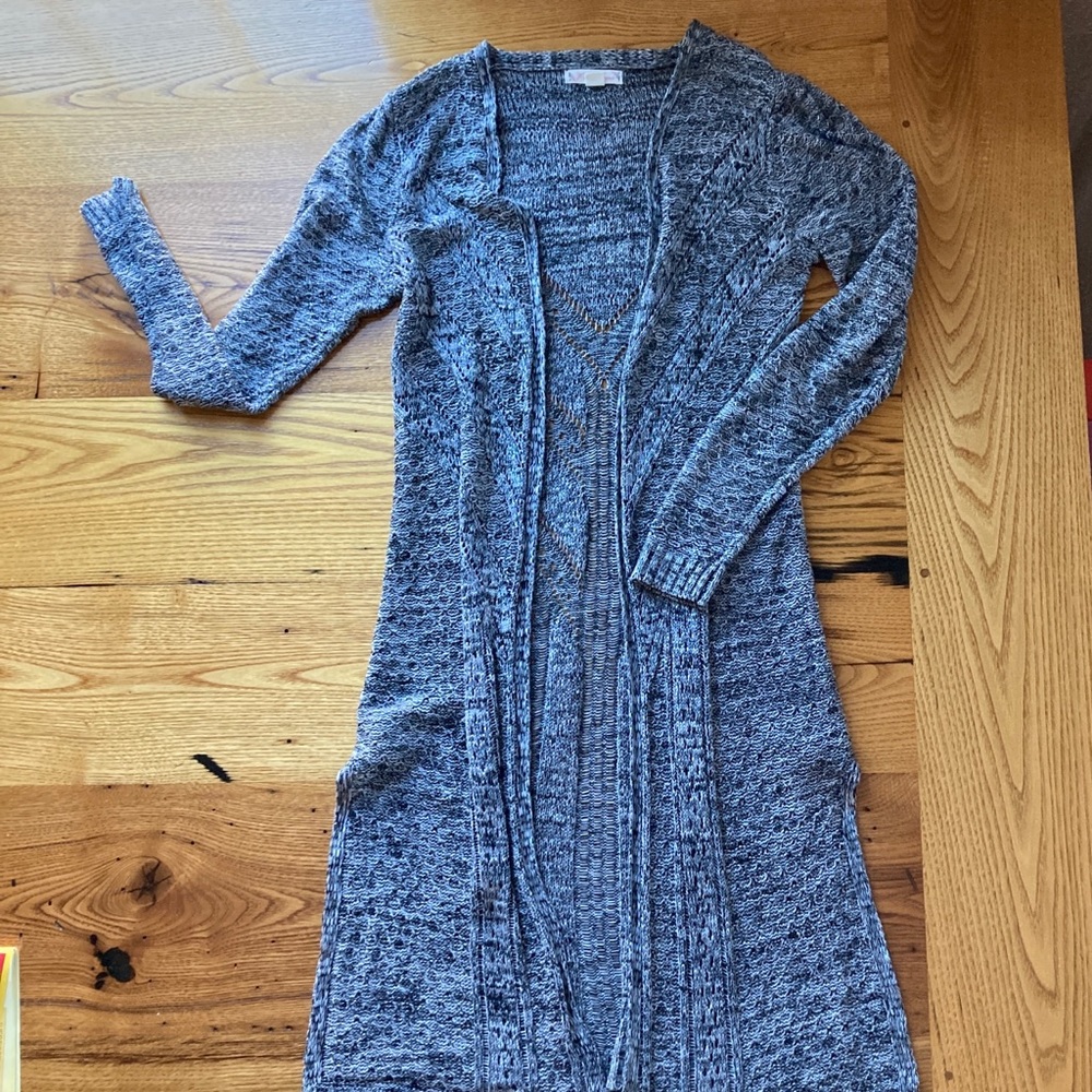 Boutique Black/Gray Duster Cardigan - Small